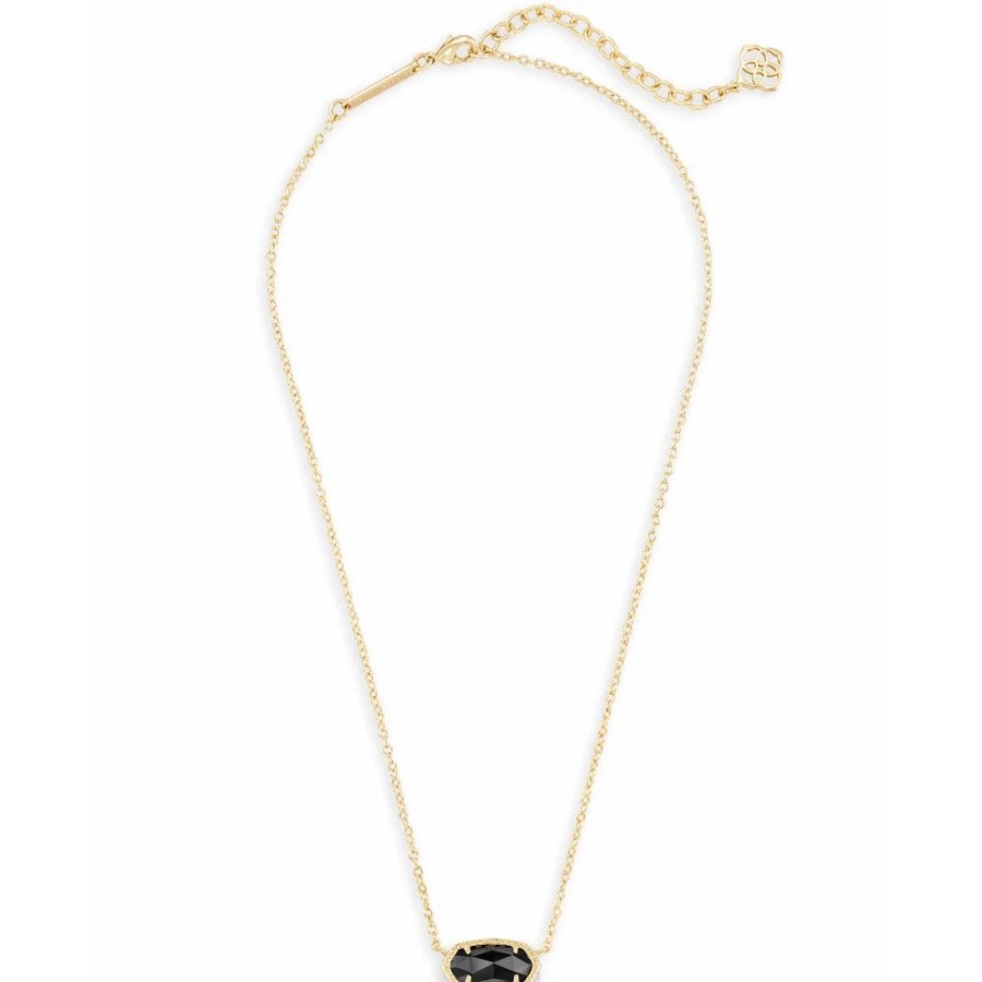 Jewelry Kendra Scott | Kendra Scott Elisa Gold Pendant Necklace In Black Opaque Glass