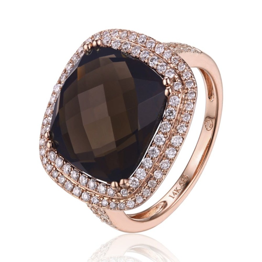 Jewelry Luvente | Luvente Smokey Topaz And Diamond Ring