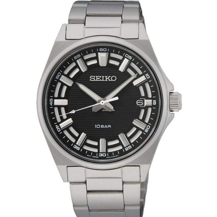 Gifts Seiko | Seiko Sport Collection 40Mm Black Dial Stainless Steel Quartz Sur505