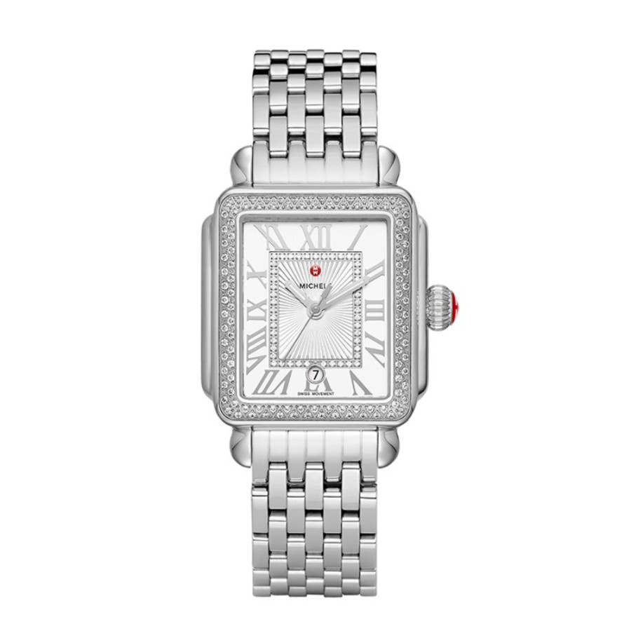 Timepieces Michele | Michele Deco Madison Stainless Diamond Watch