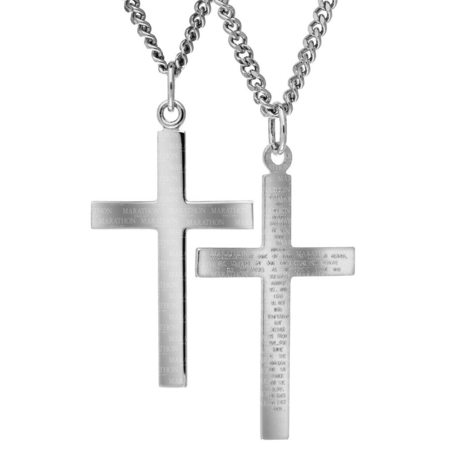 Jewelry Smyth Jewelers | Sterling Silver Cross With "Our Father" Prayer