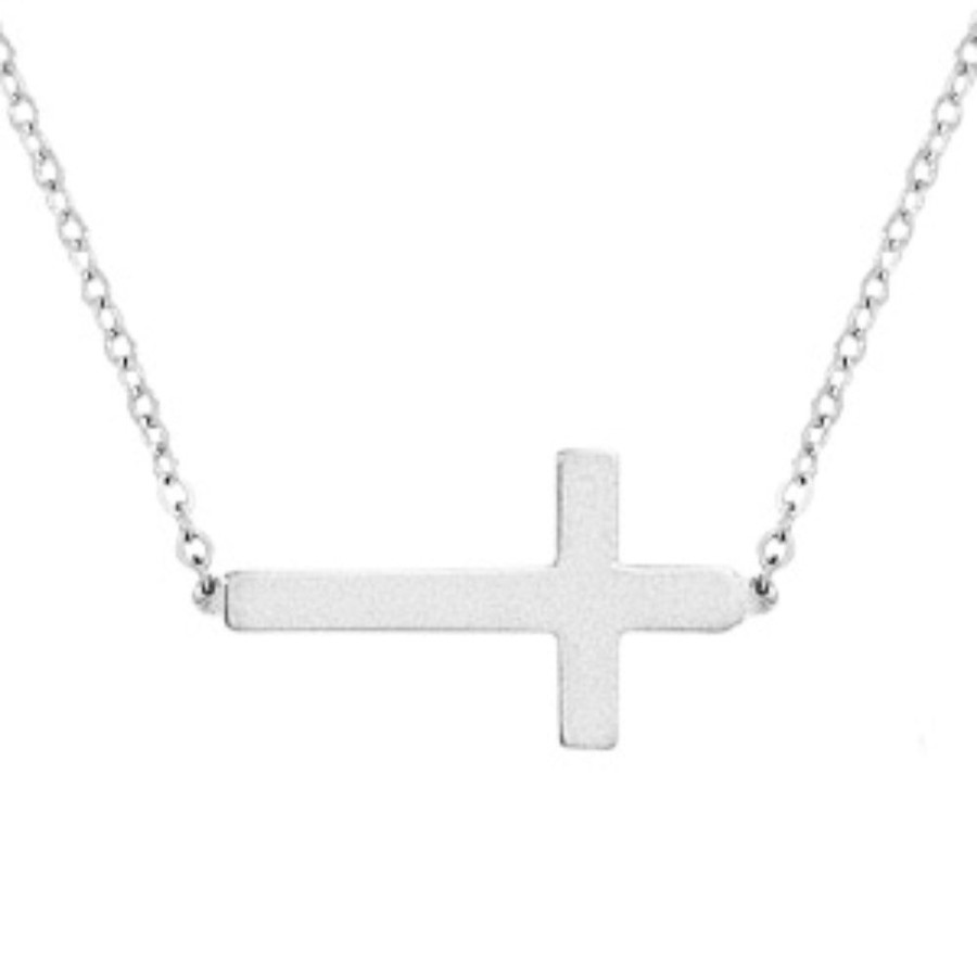 Jewelry Smyth Jewelers | Sterling Silver Sideways Cross Necklace