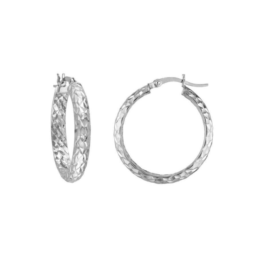 Jewelry Smyth Jewelers | Sterling Silver Diamond-Cut Hoop Earrings