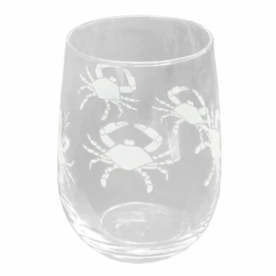 Gifts Blue Crab Life | Blue Crab Life Stemless Wine Glass