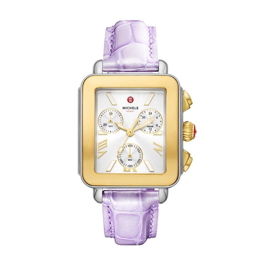 Timepieces Michele | Michele Deco Sport Two-Tone Lavender Leather Watch