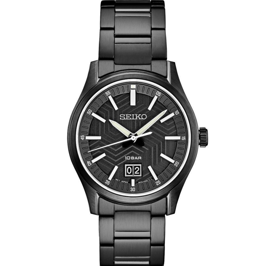 Timepieces Seiko | Seiko Essentials 40Mm Quartz, Matte Black With Ion Finish