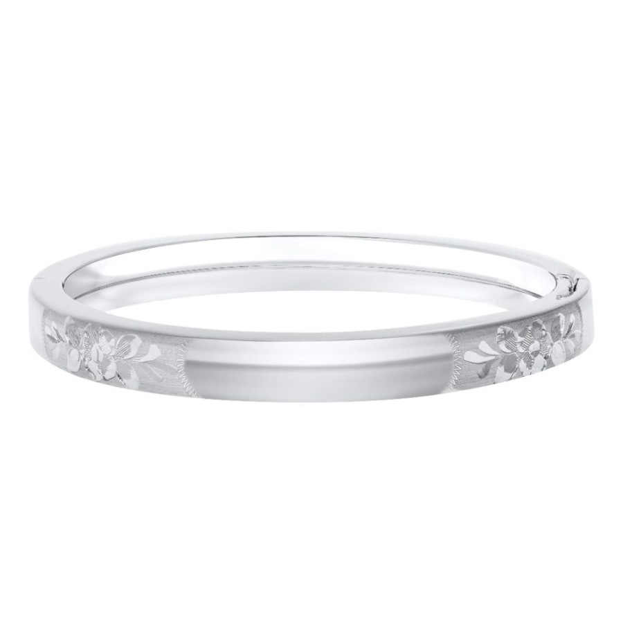 Jewelry Smyth Jewelers | Sterling Silver Baby Bangle With Floral Engraving