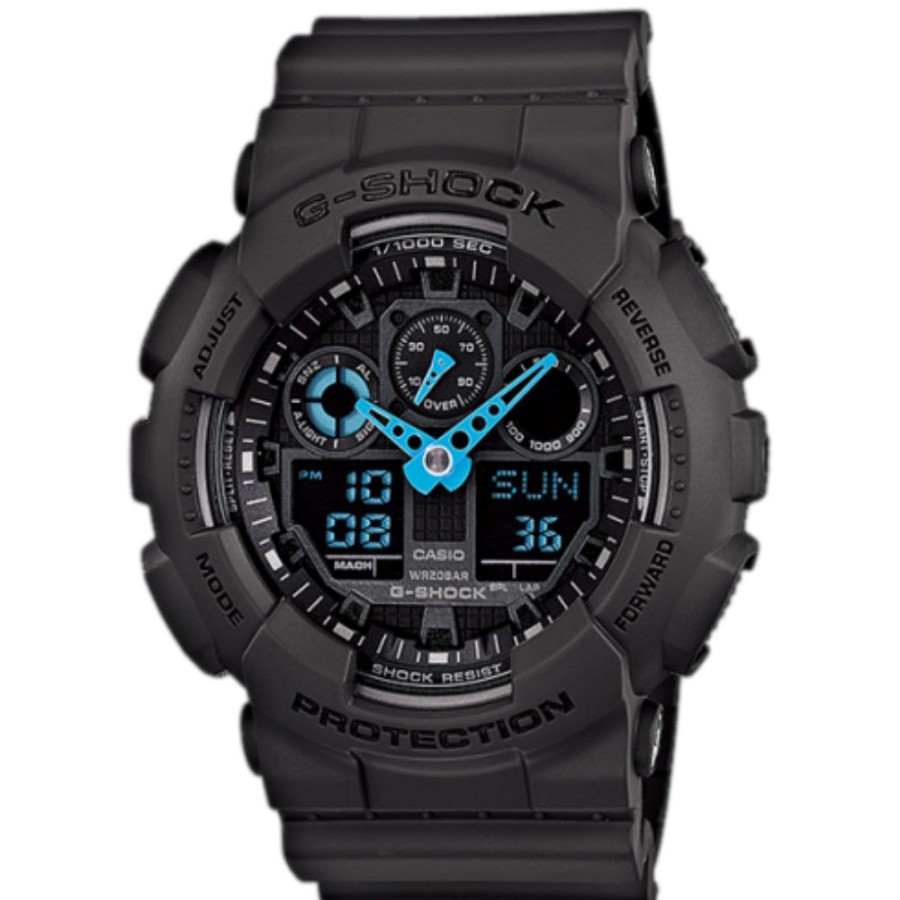 Timepieces G-SHOCK | G-Shock Analog Digital Ga-100 Series Gray/Bold Blue