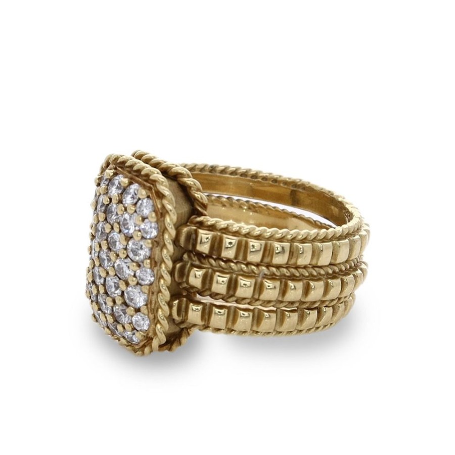 Jewelry Smyth Jewelers | Estate 18K Yellow Gold Rectangular Pave Diamond Triple Band Ring