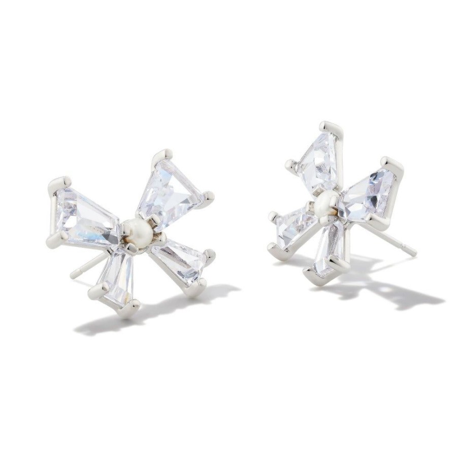 Jewelry Kendra Scott | Kendra Scott Blair Bow Stud Earring White Crystal