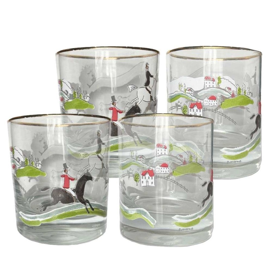 Gifts Pomegranate | Pomegranate Hunt Scene Bourbon Glass