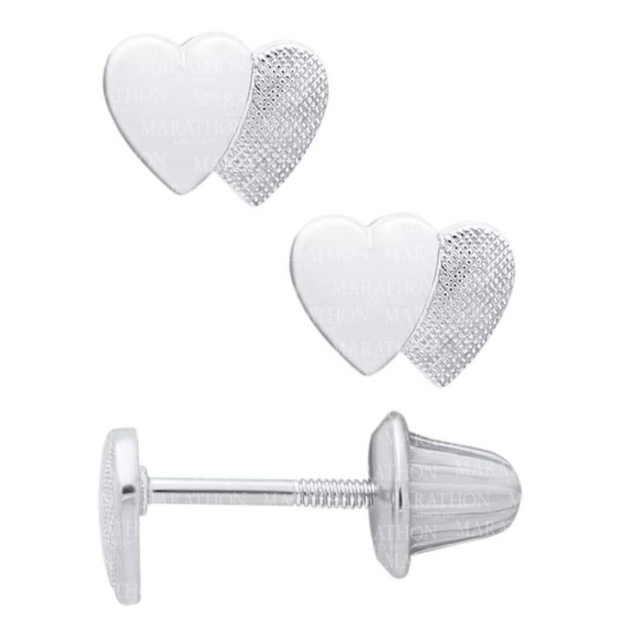 Jewelry Smyth Jewelers | Children'S Silver Heart Stud Earrings