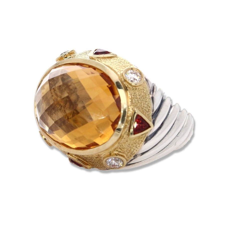 Jewelry Smyth Jewelers | Estate David Yurman Sterling Silver And 18K Yellow Gold Multi Stone Ri