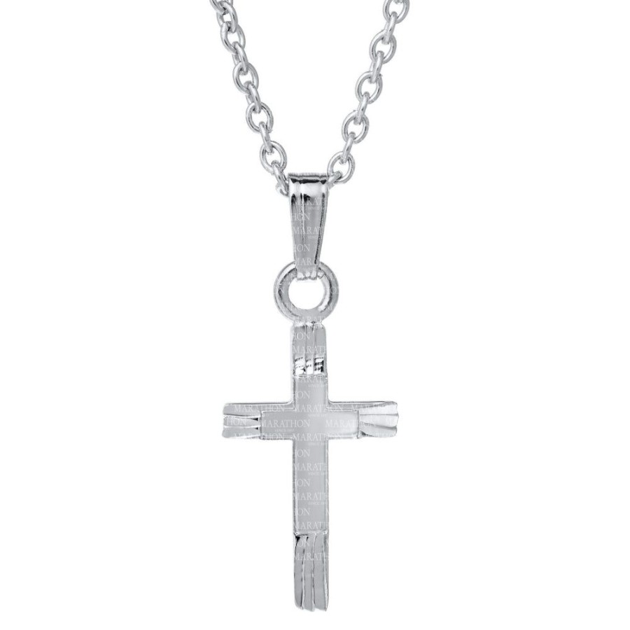 Jewelry Smyth Jewelers | Children'S Sterling Silver Engraved Cross Necklace