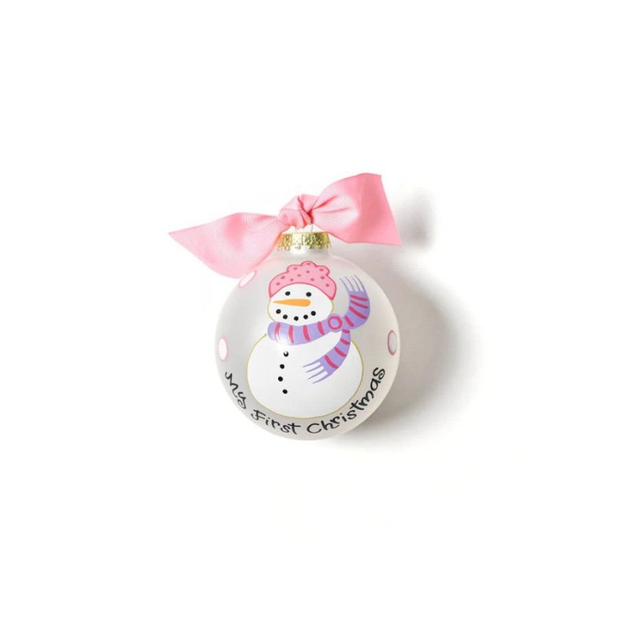 Gifts Coton Colors | Coton Colors My First Christmas Snowman Girl Glass Ornament