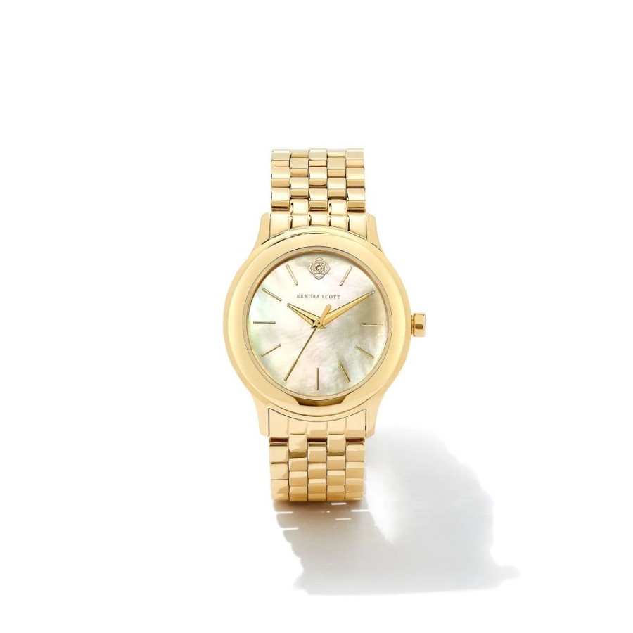 Timepieces Kendra Scott | Kendra Scott Alex Gold Tone Stainless Steel 35Mm Watch-Ivory Mother Of