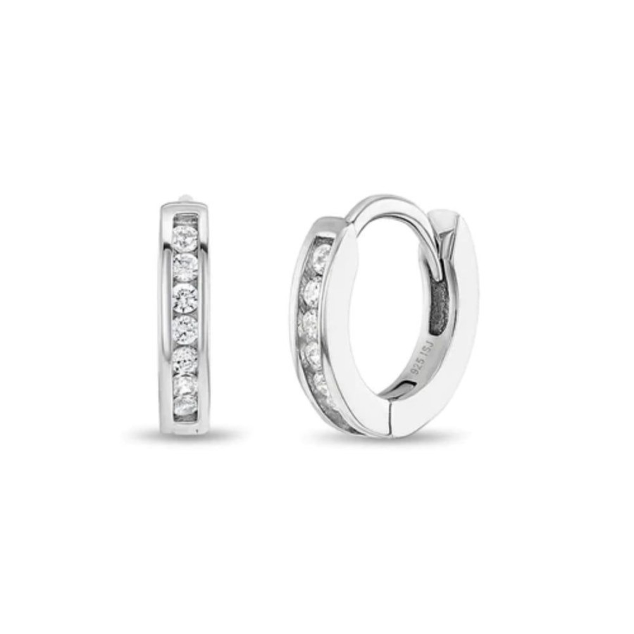 Jewelry Smyth Jewelers | Children'S Small Channel Cz Hoop Earrings