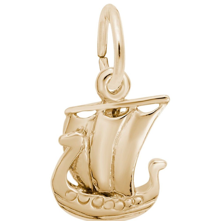 Jewelry Rembrandt | 14K Yellow Gold Viking Ship Charm