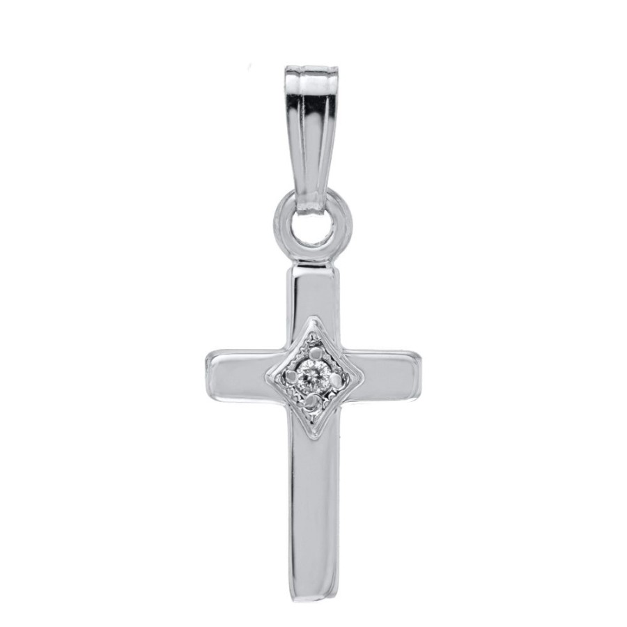 Jewelry Smyth Jewelers | Children'S Sterling Silver Diamond Cross Necklace