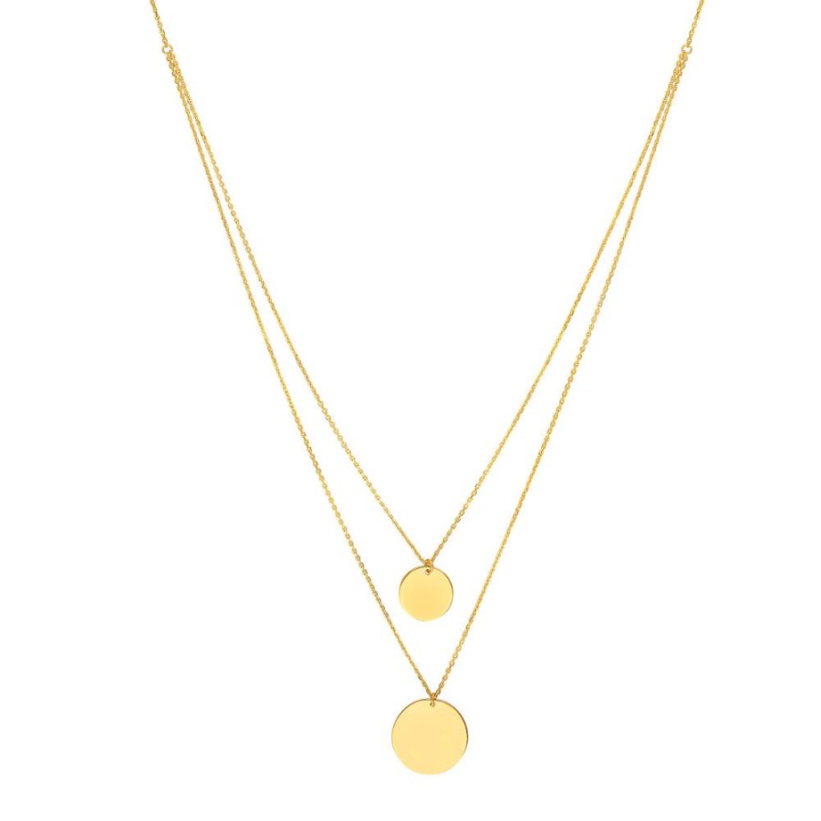 Jewelry Smyth Jewelers | 14K Yellow Gold Double Stranded Disc Necklace 18" Adj