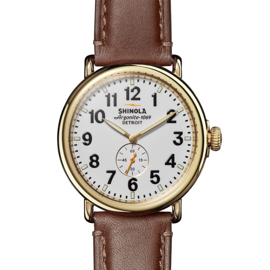 Timepieces Shinola | Shinola Gents 47Mm Runwell - White/Leather