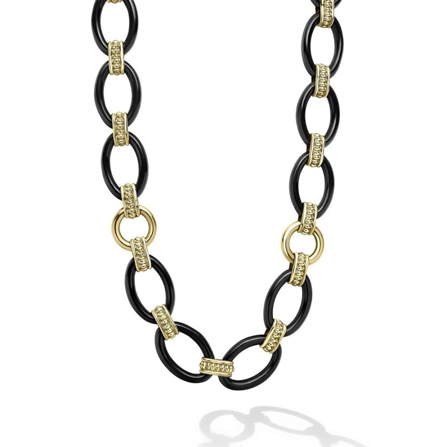 Jewelry Lagos | Lagos 18K Gold And Black Ceramic Link Necklace