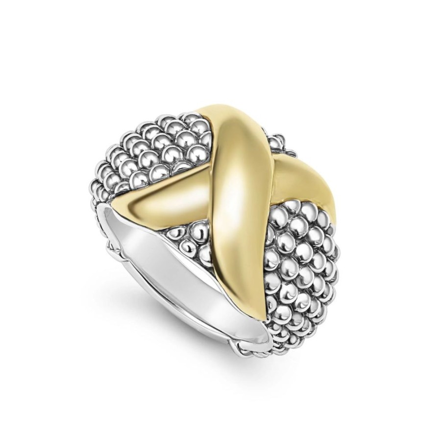 Jewelry Lagos | Lagos Embrace Two-Tone X Caviar Dome Ring