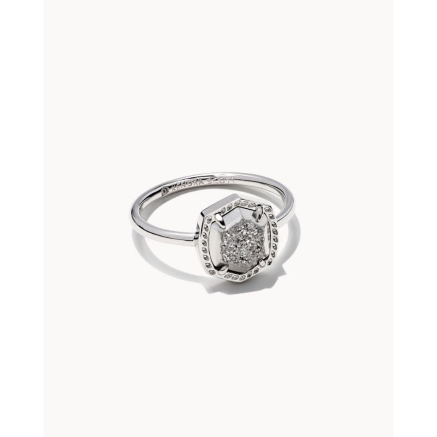 Jewelry Kendra Scott | Kendra Scott Davie Silver Band Ring In Platinum Drusy