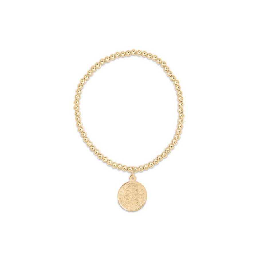 Jewelry enewton | Enewton Classic Gold 3Mm Bead Bracelet - Blessing Gold Disc