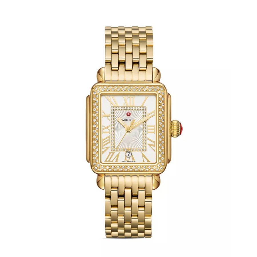 Timepieces Michele | Michele Deco Madison 18K Gold Tone Diamond Watch