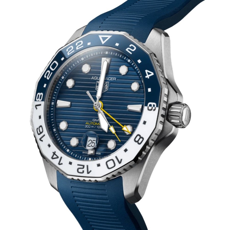 Timepieces TAG Heuer | Tag Heuer Aquaracer Professional 300 Gmt 43Mm Steel/Blue Rubber