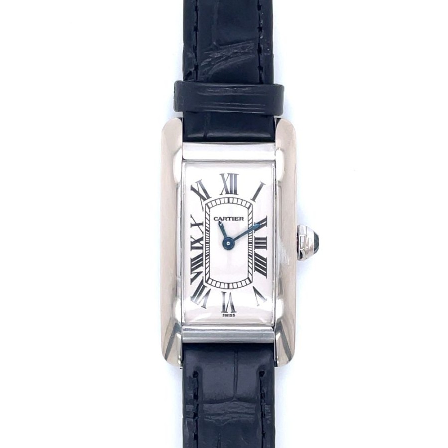 Timepieces Smyth Jewelers | Estate Ladies Cartier Tank Americaine With White Dial In 18K White Gol