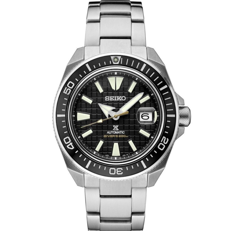 Timepieces Seiko | Seiko Prospex Collection 44Mm Black Dial Diver Stainless Automatic Srp