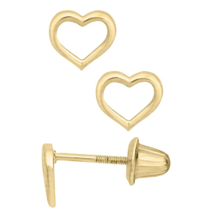 Gifts Smyth Jewelers | 14K Yellow Gold Children'S Open Heart Earrings