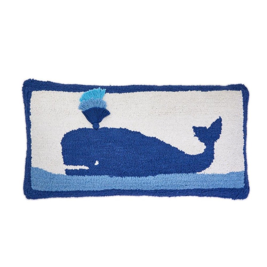 Gifts Two's Company | Two'S Company Oh Whale! Punch Embroidery And Tassel Accent Throw Pillo