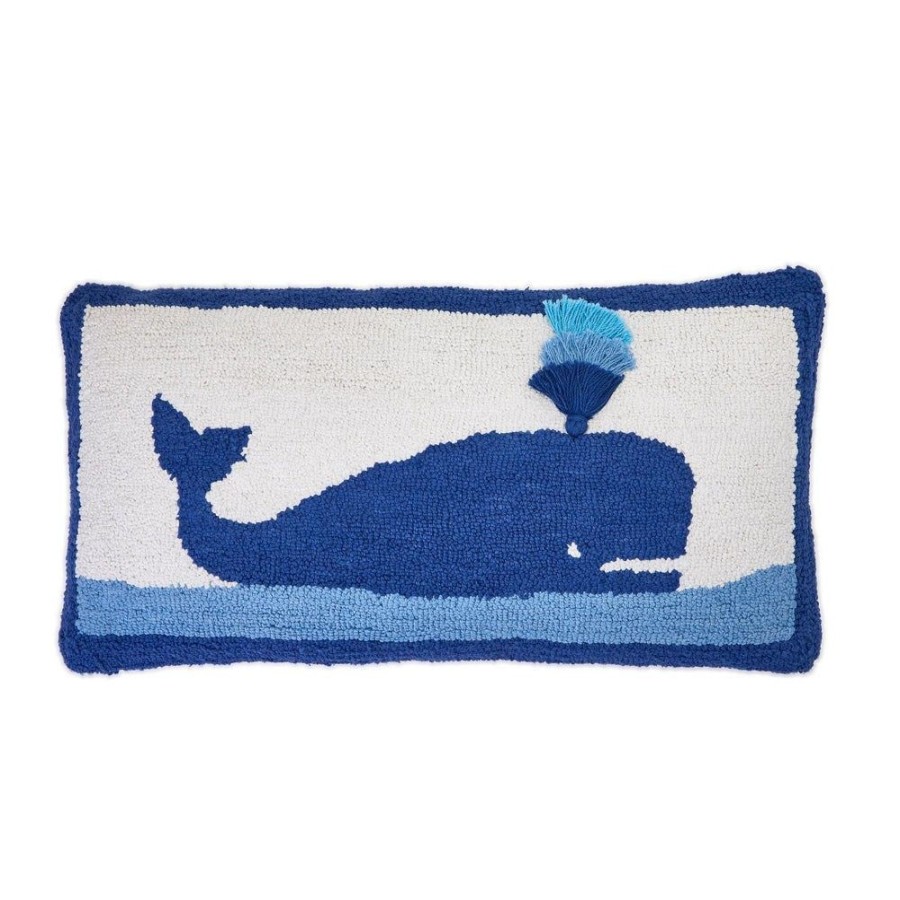 Gifts Two's Company | Two'S Company Oh Whale! Punch Embroidery And Tassel Accent Throw Pillo