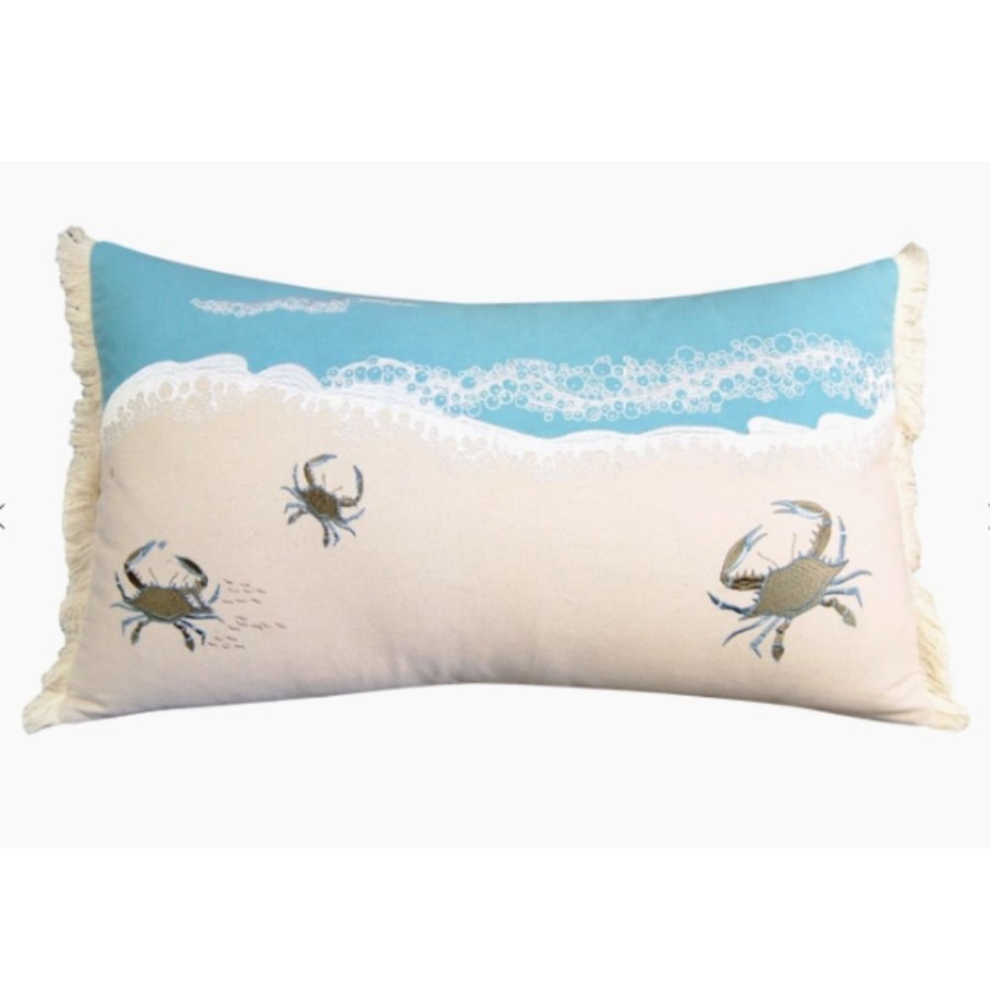 Gifts Rightside Design | Crab With Waves Pillow - Indoor Cotton