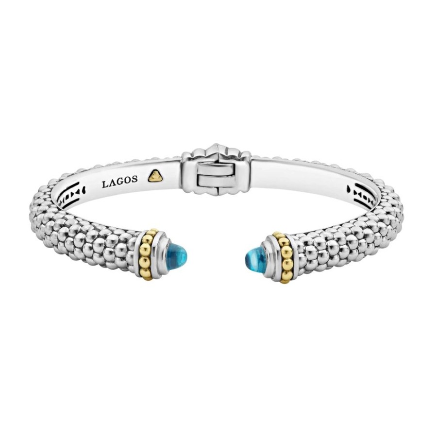 Jewelry Lagos | Lagos Caviar 8Mm Swiss Blue Topaz Cuff Bracelet