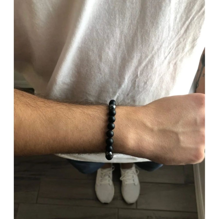 Jewelry Dee Berkley Jewelry | Men'S "Stability" Bracelet With Black Agate