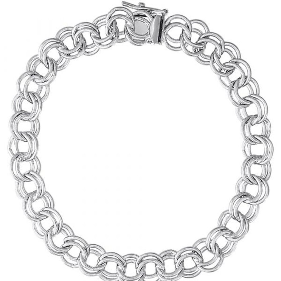 Jewelry Rembrandt | Sterling Silver Double Link Charm Bracelet