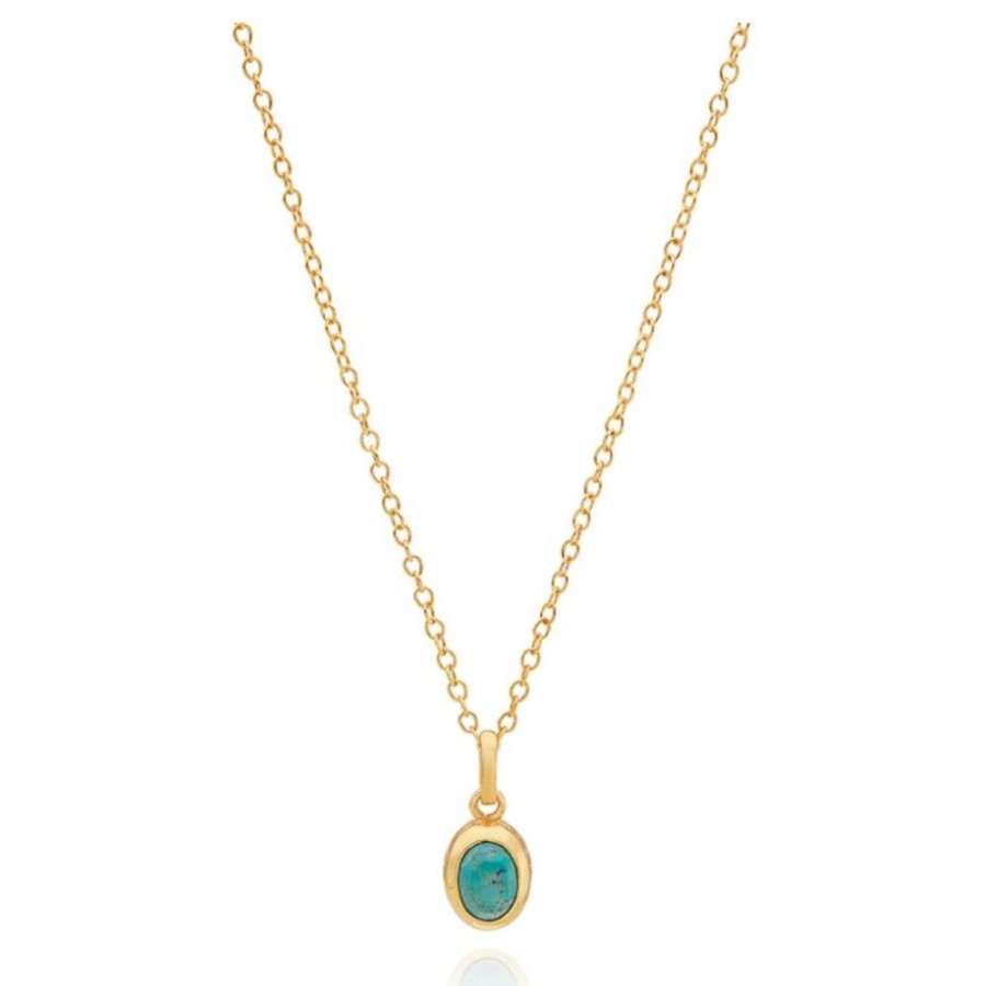 Jewelry Anna Beck | Anna Beck Small Turquoise Oval Engravable Pendant Necklace