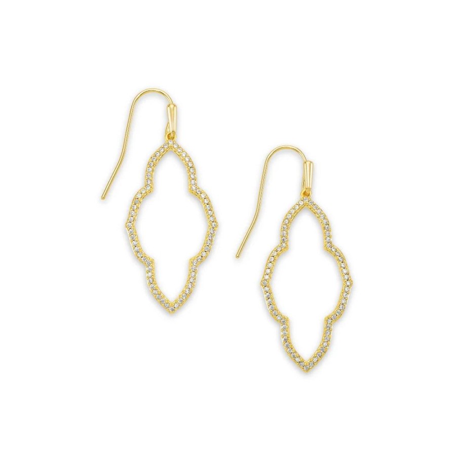 Jewelry Kendra Scott | Kendra Scott Abbie Small Open Frame Earrings In White Crystal