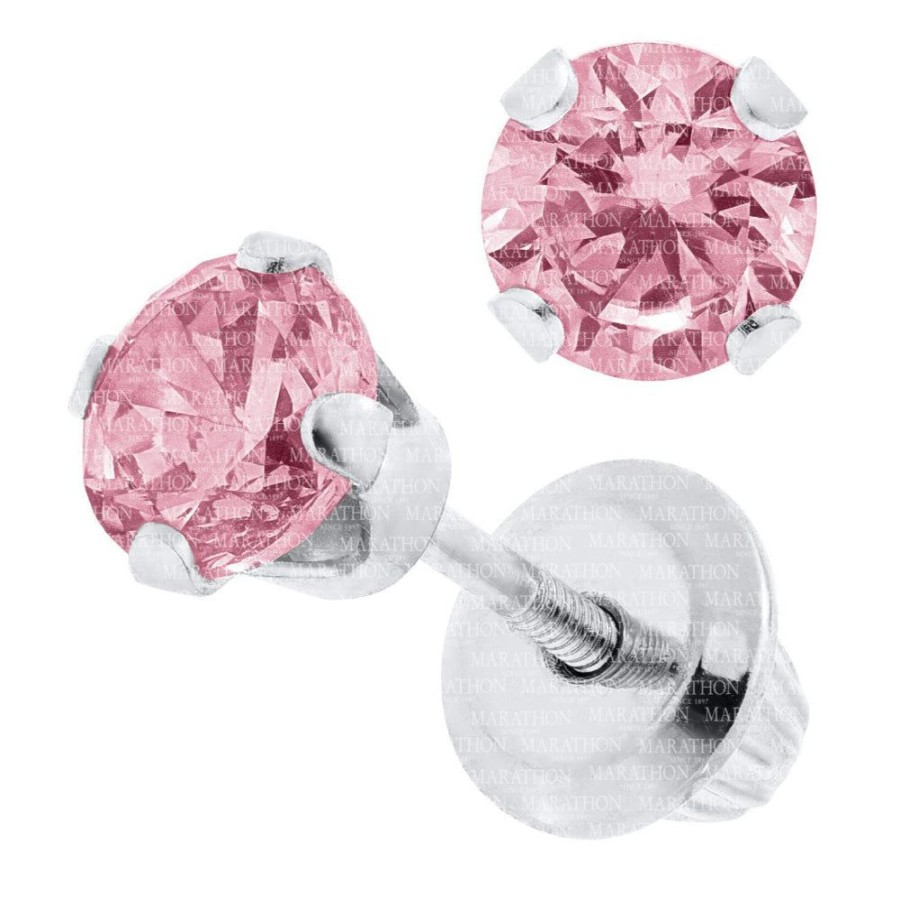 Jewelry Smyth Jewelers | Children'S Ss Pink Cz Stud Earrings