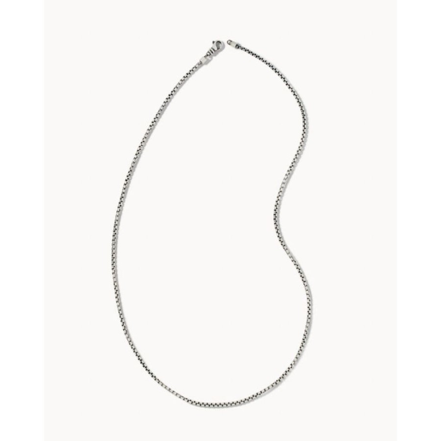 Gifts Kendra Scott | Scott Bros. Beck Thin Round Box Chain Necklace In Oxidized Sterling Si