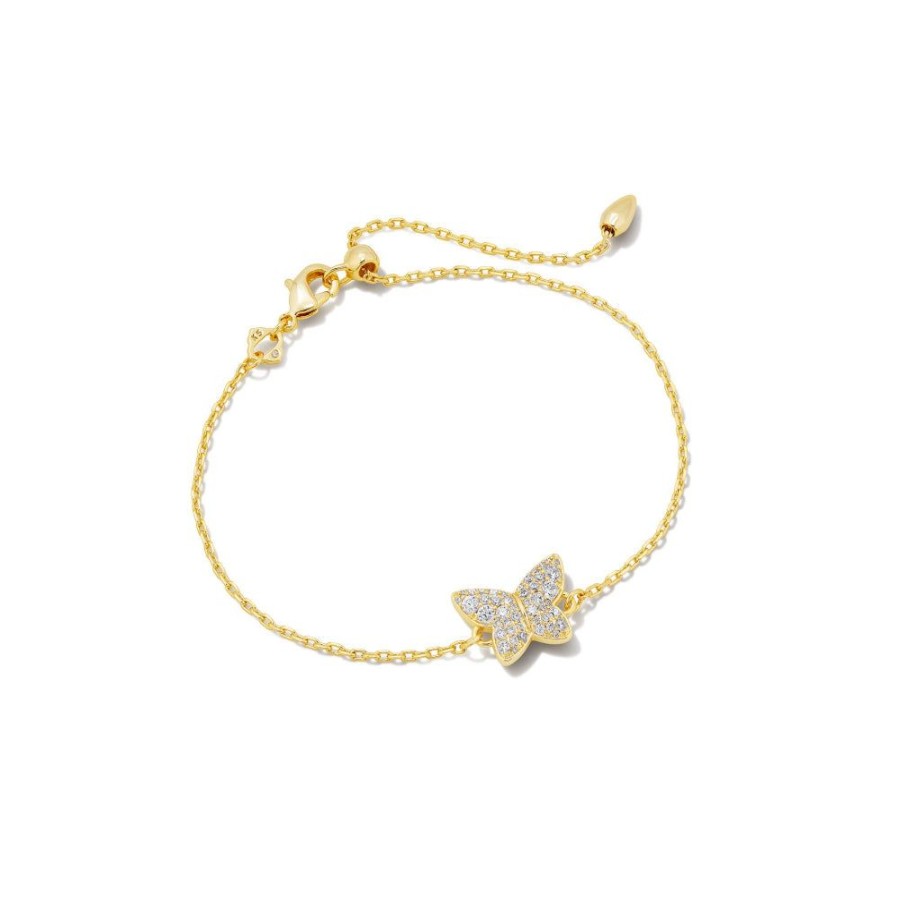 Jewelry Kendra Scott | Kendra Scott Lillia Butterfly Gold Delicate Bracelet In Crystal