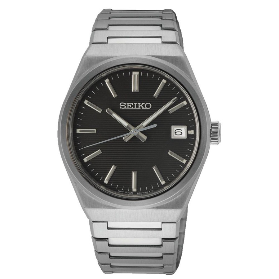 Timepieces Seiko | Seiko Classic Quartz 39Mm Analog - Black Dial/Steel Strap