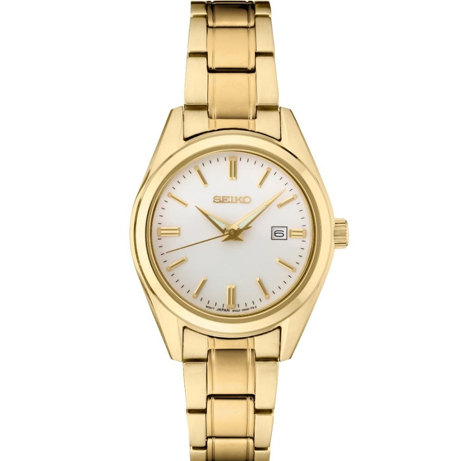 Timepieces Seiko | Seiko Essentials Ladies 29Mm Gold Tone, Silver Dial