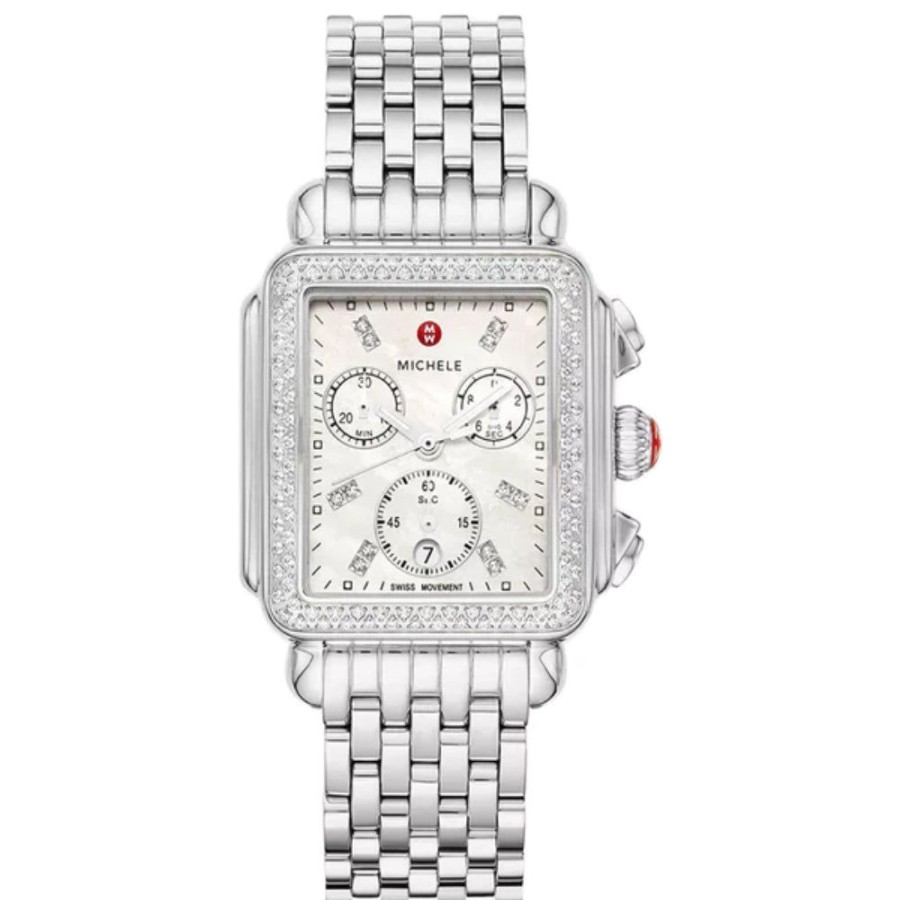 Timepieces Michele | Michele Deco Stainless Diamond Watch