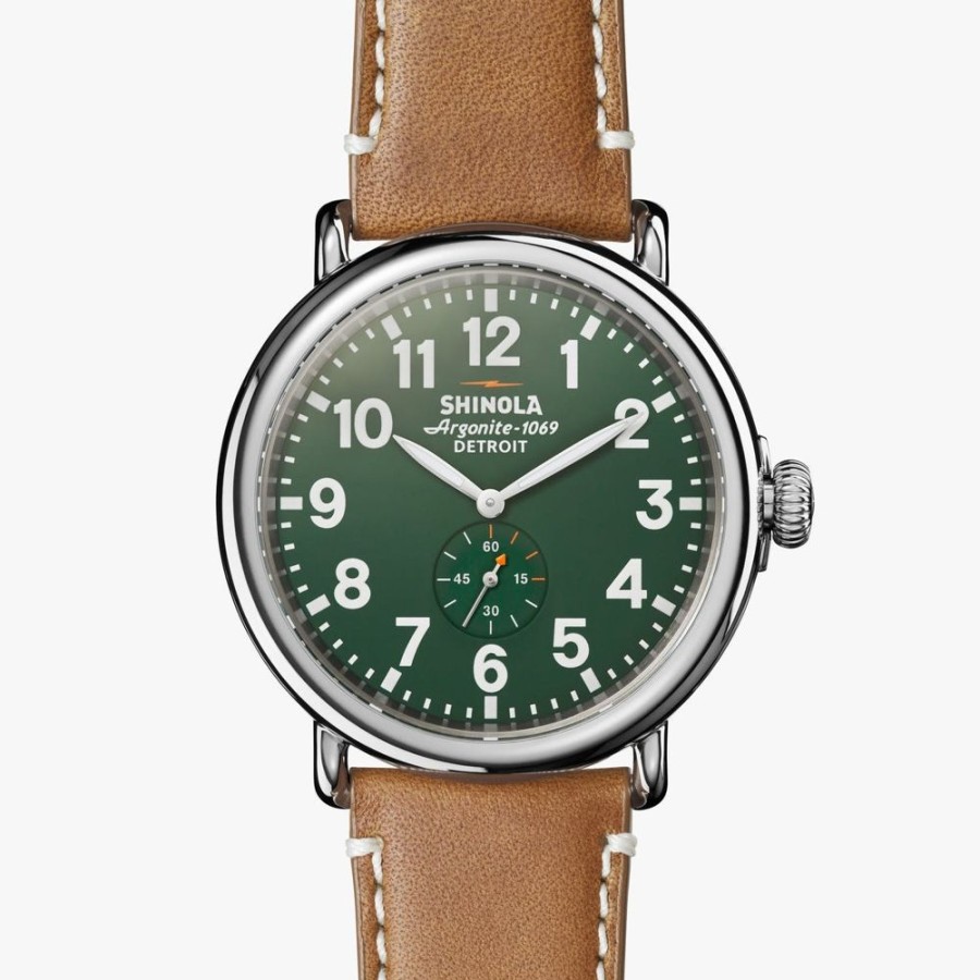 Timepieces Shinola | Shinola The Runwell 47Mm Quartz Green/Tan Leather