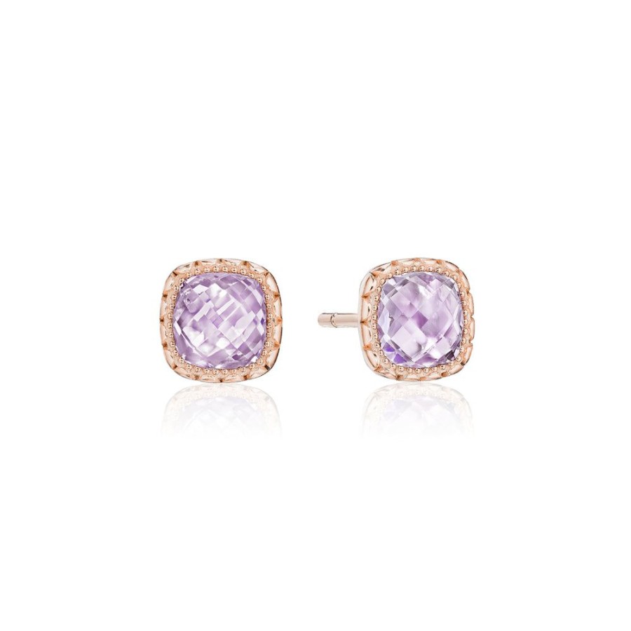 Jewelry Tacori | Tacori Cushion Amethyst Stud Earring In Rose Gold